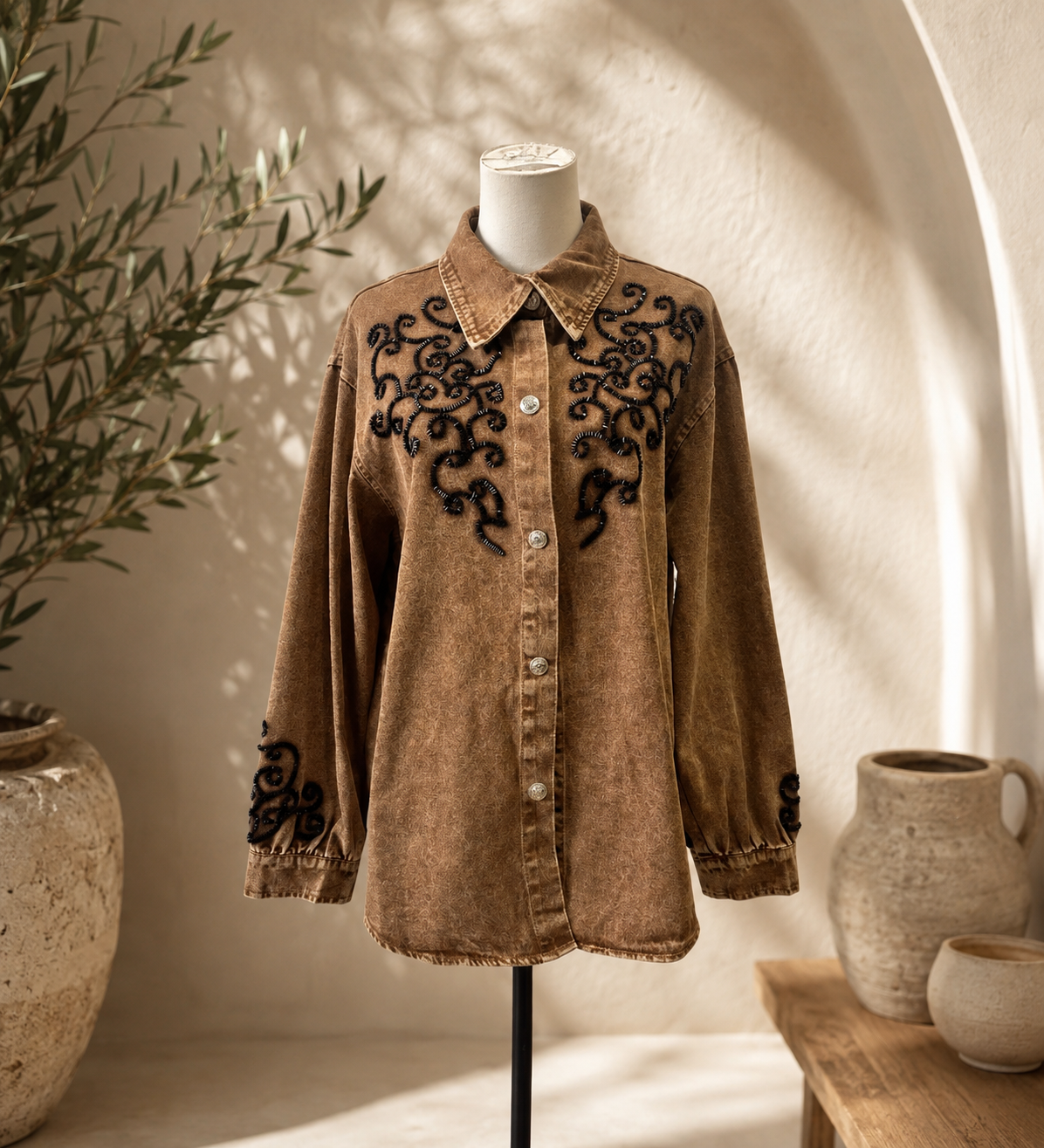Sobre Camisa Denim Camel Joya