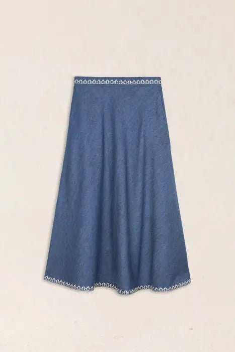 Falda Denim Bordado Latido