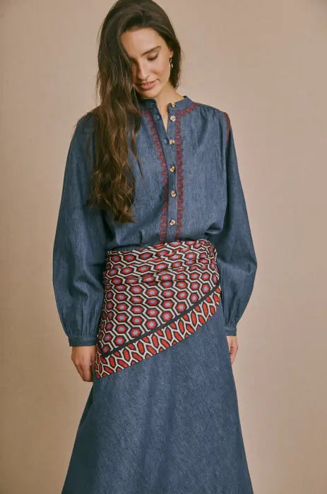 Falda Denim Bordado Latido