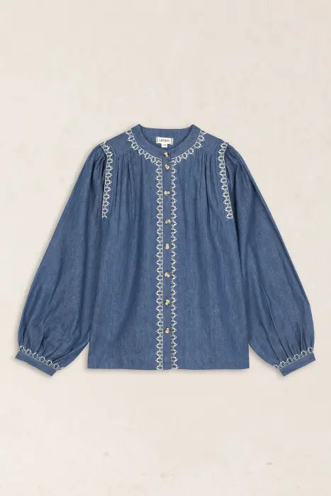 Camisa Denim Bordado Beig Latido