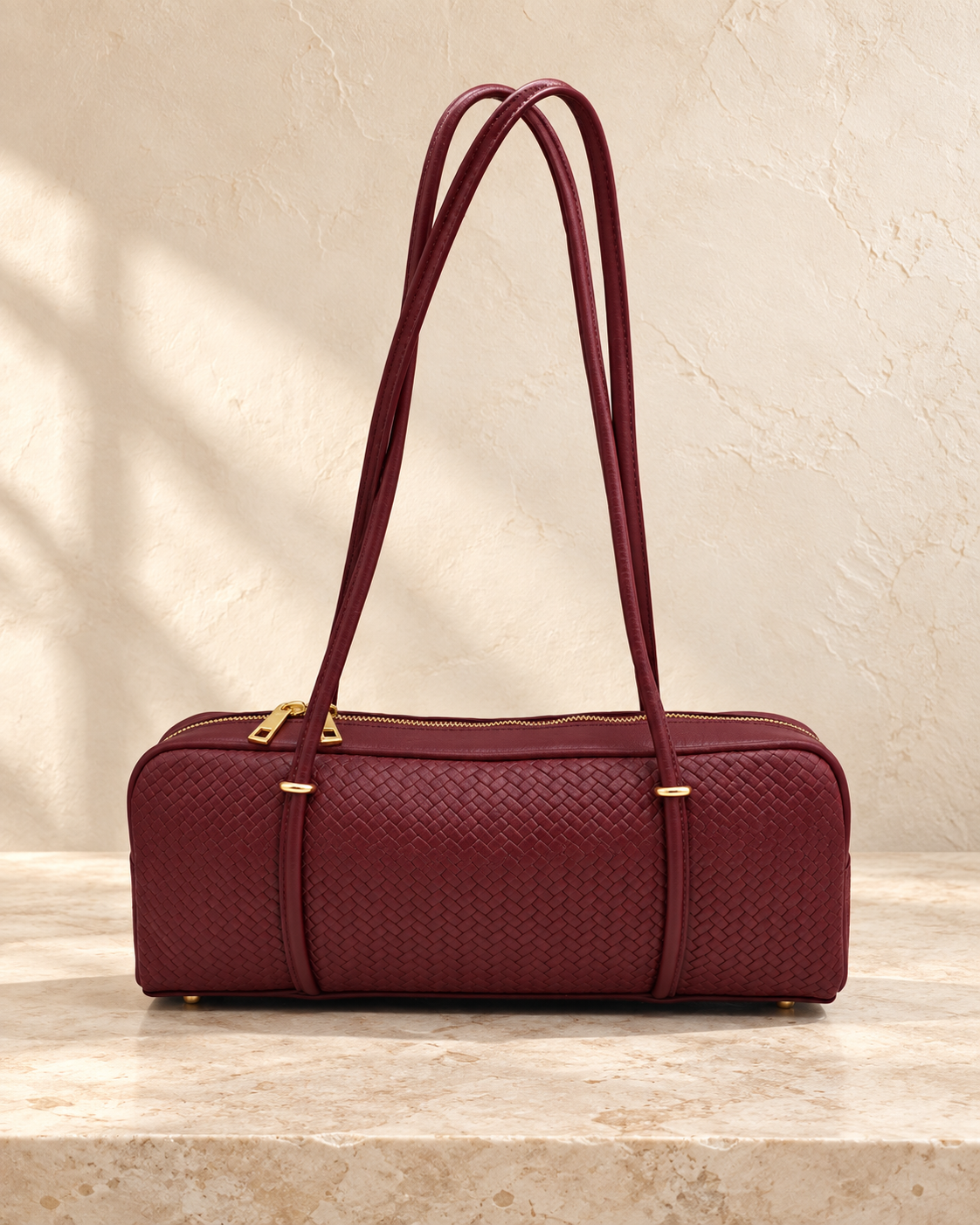 Bolso Piel Shaki Trenza Burdeos
