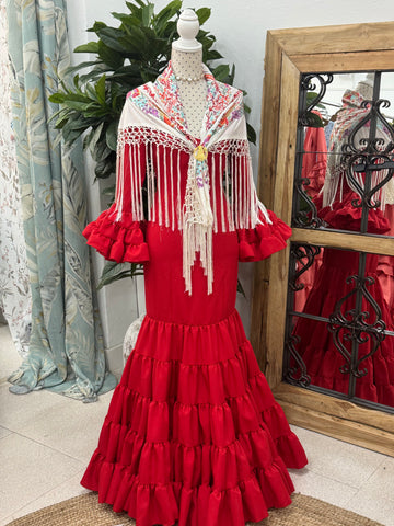 Vestido de Flamenca Modelo Cordobesa Rojo