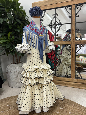 Vestido Niña Macu Beig Lunar Negro