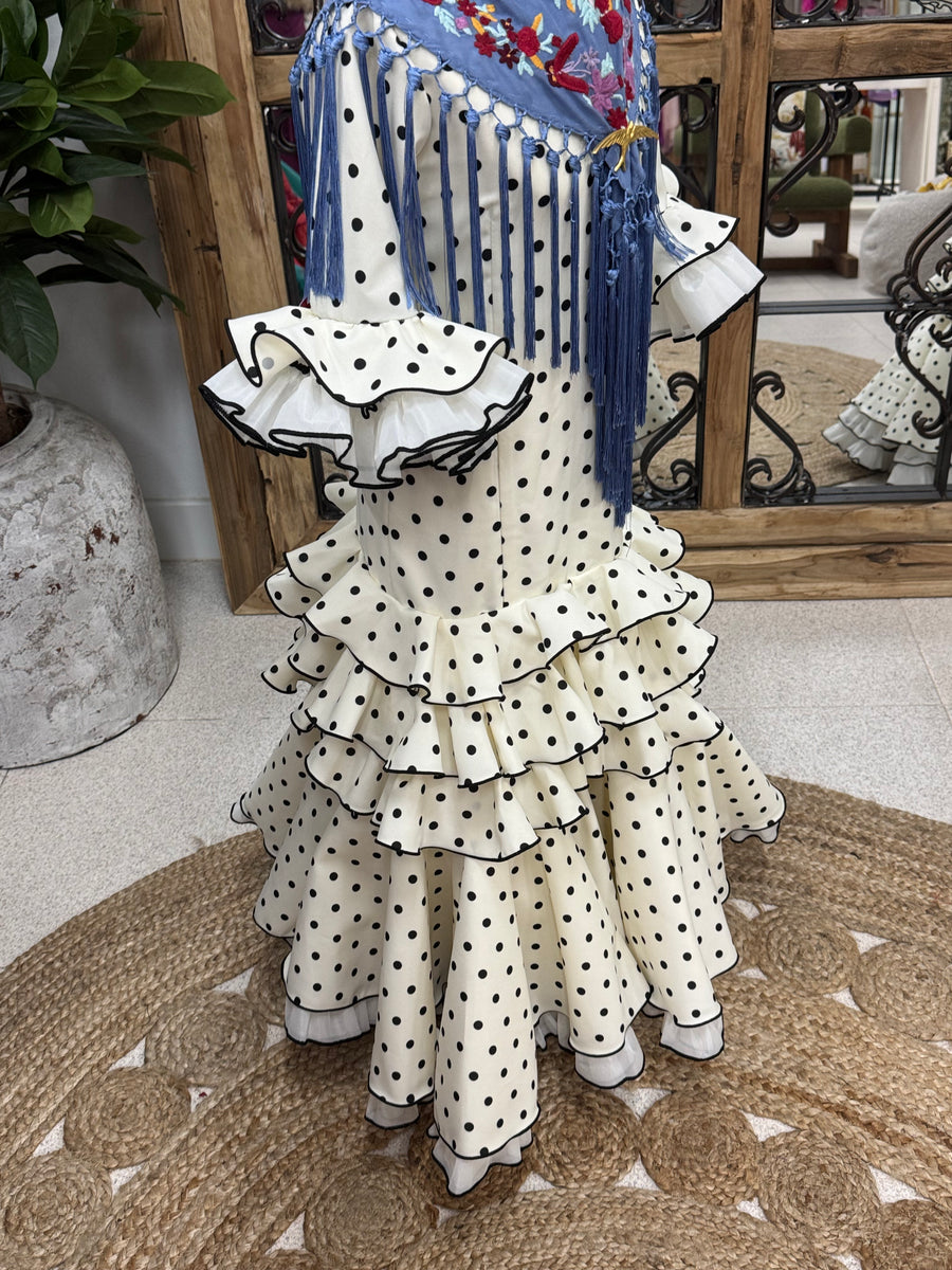 Vestido Niña Macu Beig Lunar Negro
