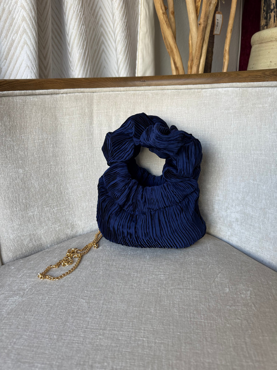 Bolso Bambú Plisado Marino