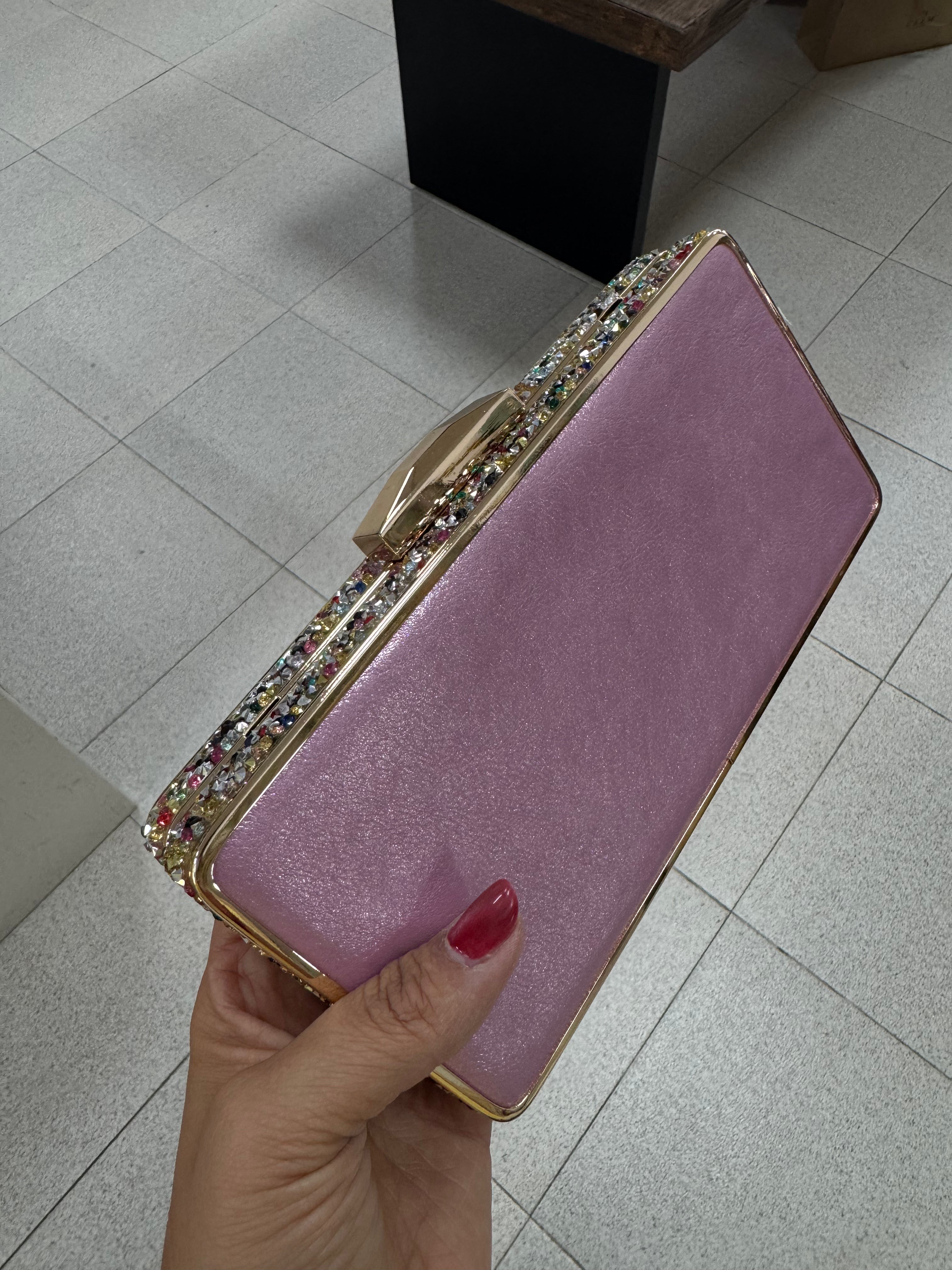 Clutch Rosa Chicle Lateral Multicolor