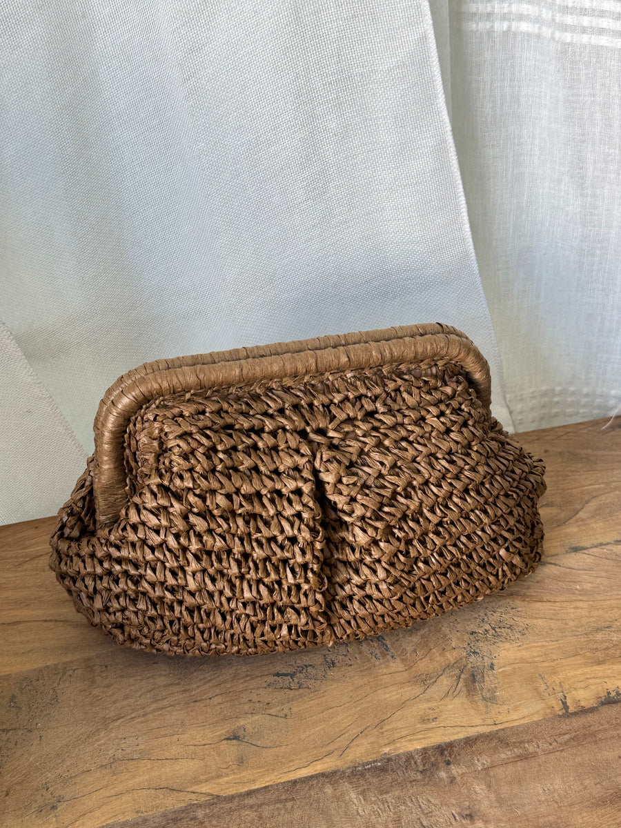 Bolso Rafia Mano Marrón