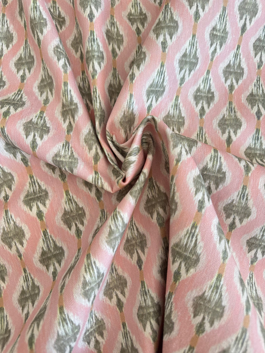Tejido Loneta Panamá Étnico Rosa y Verde