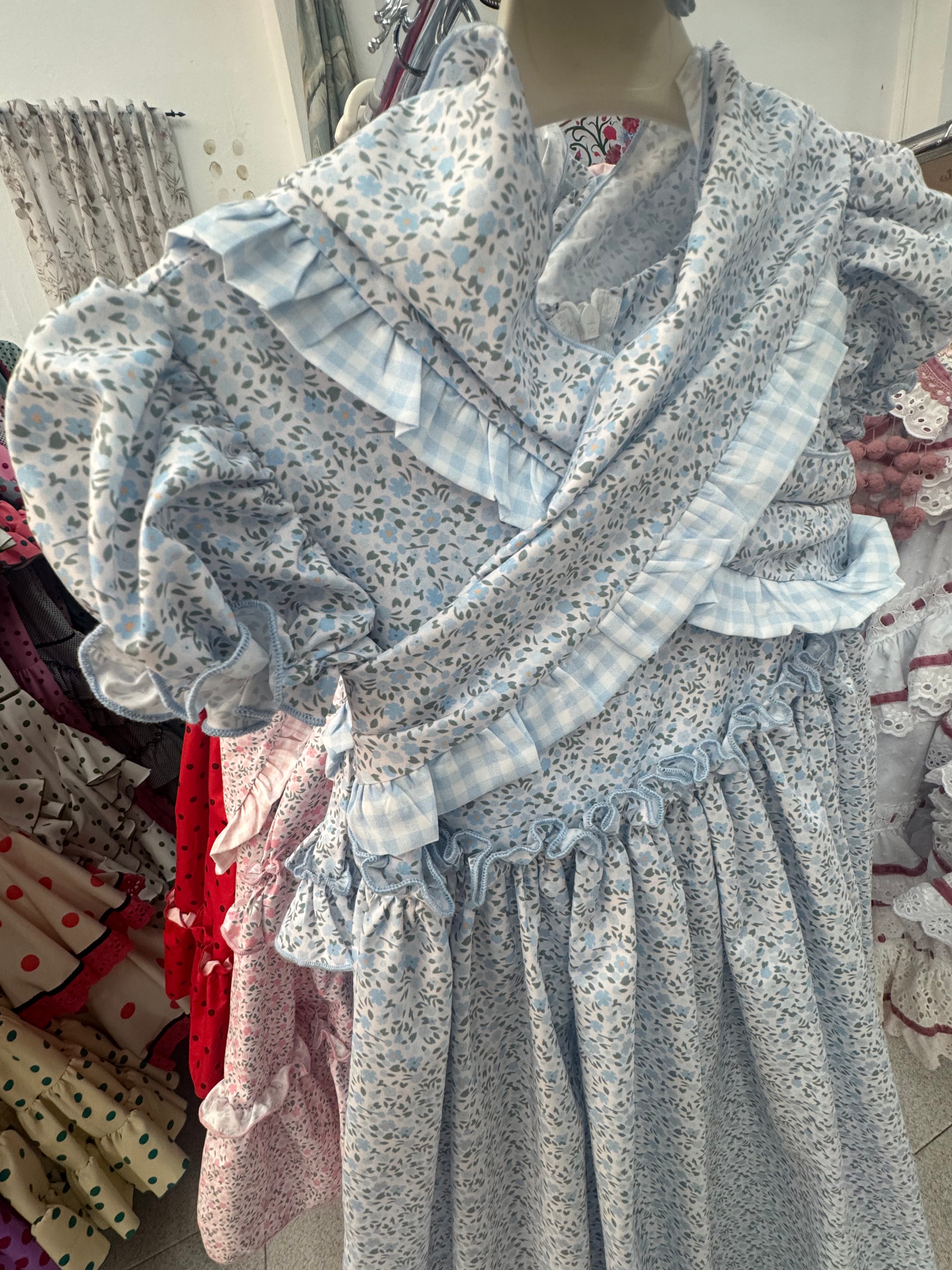 Bata Flamenca + Pico Niña Flores Azul