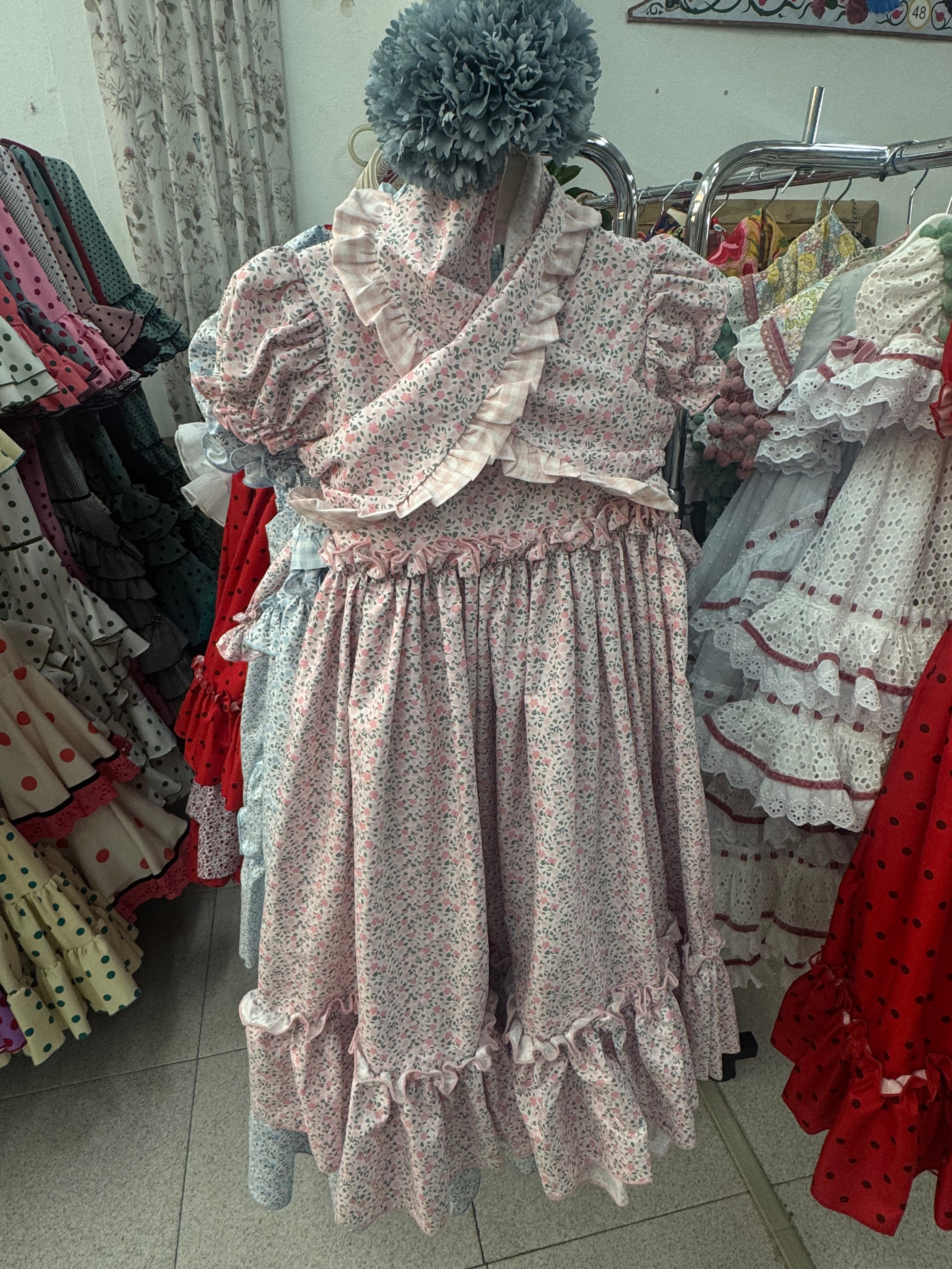 Bata Flamenca + Pico Niña Flores Rosas