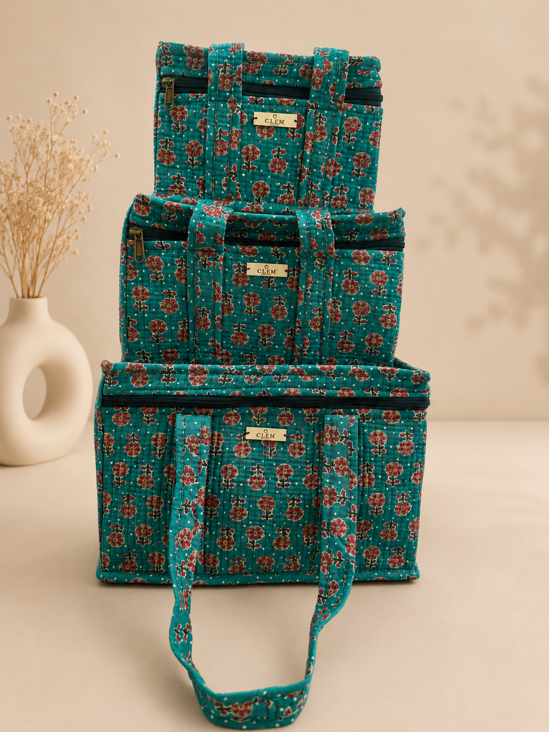 Nevera Boho Floral Algodón