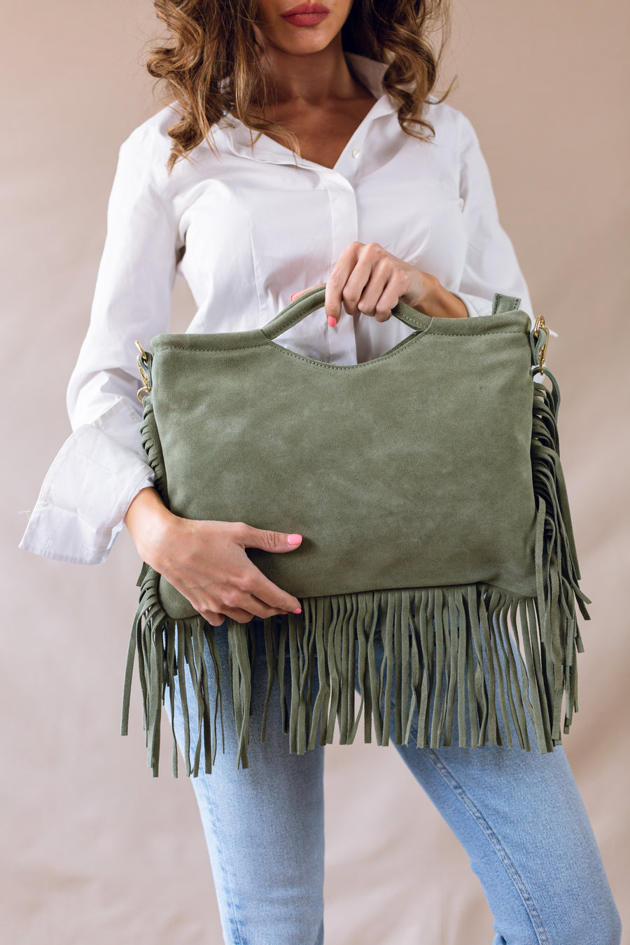 Bolso Piel Flecos Malibú Verde