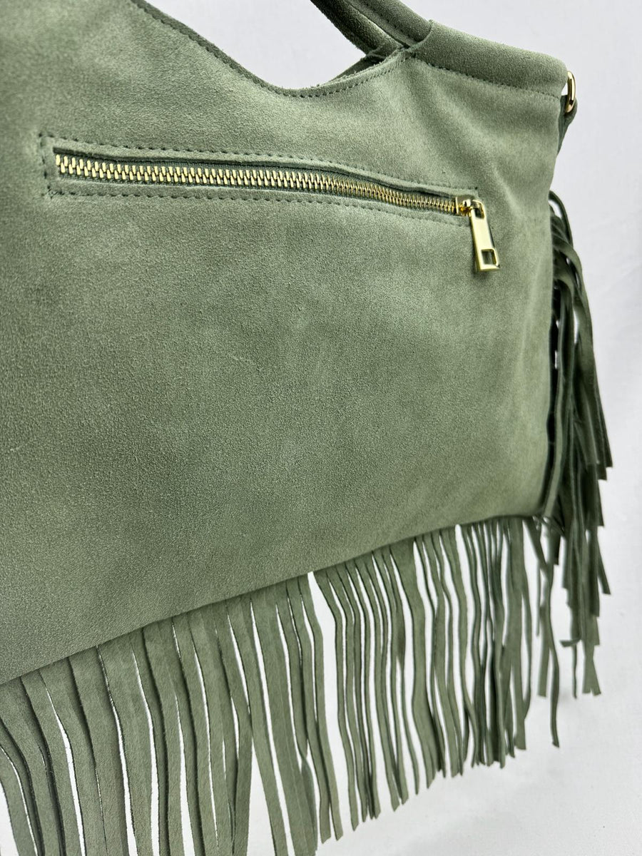 Bolso Piel Flecos Malibú Verde