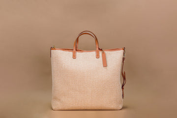 Tote Bag Rafia & Piel Camel