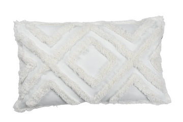 Cojín Artesanal Flecos Blanco