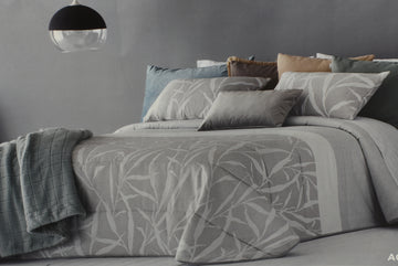 Colcha Hojas Gris Sandeco