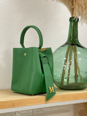 Bolso Bombonera Piel Verde Hierba