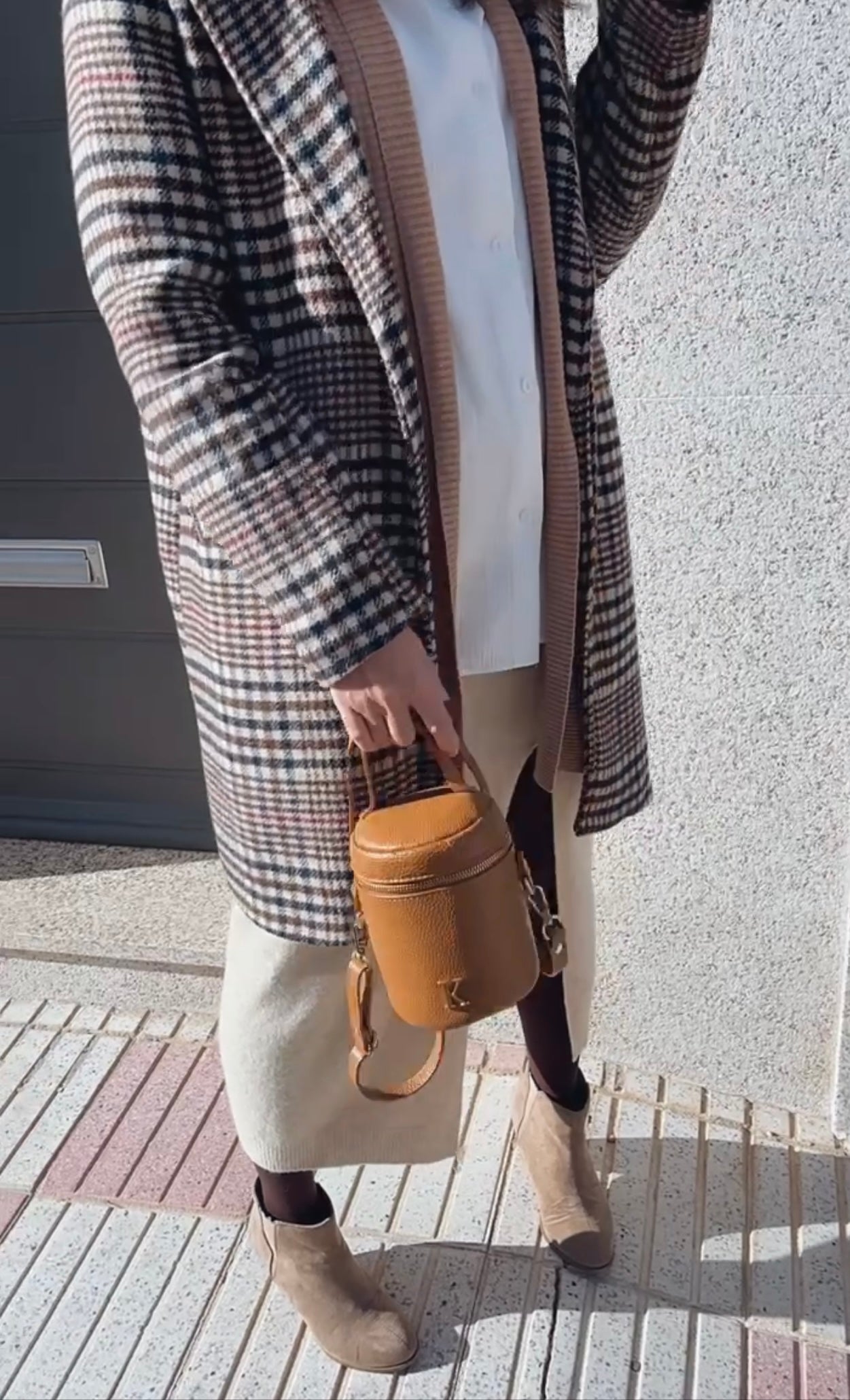 Bolso Piel Cilindro Beig Personalizado
