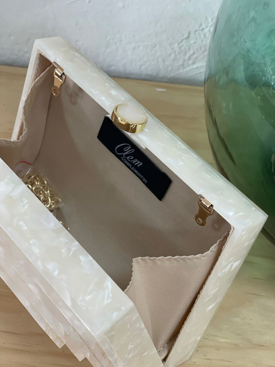 Clutch Metacrilato Nacar Beig