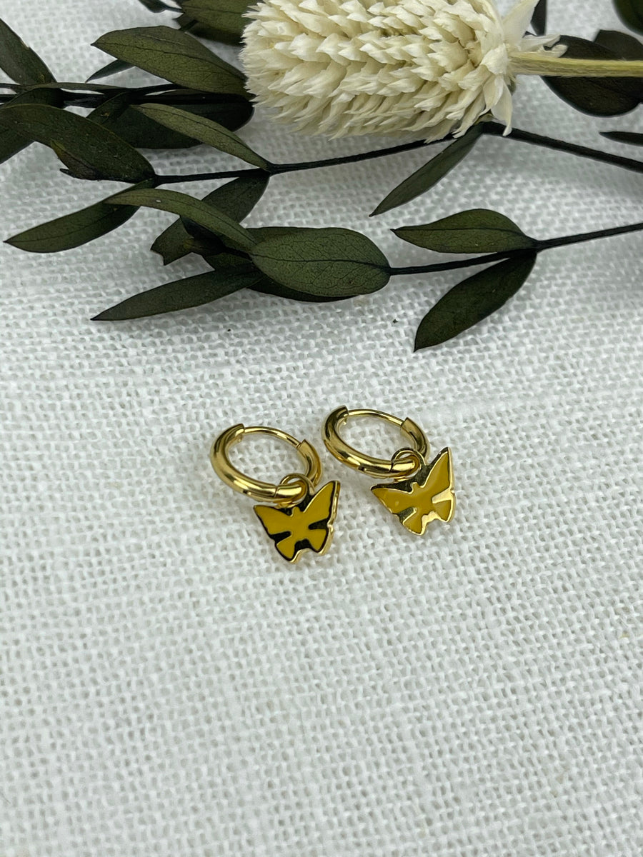 Pendientes Mini Aros Mariposa Amarillo